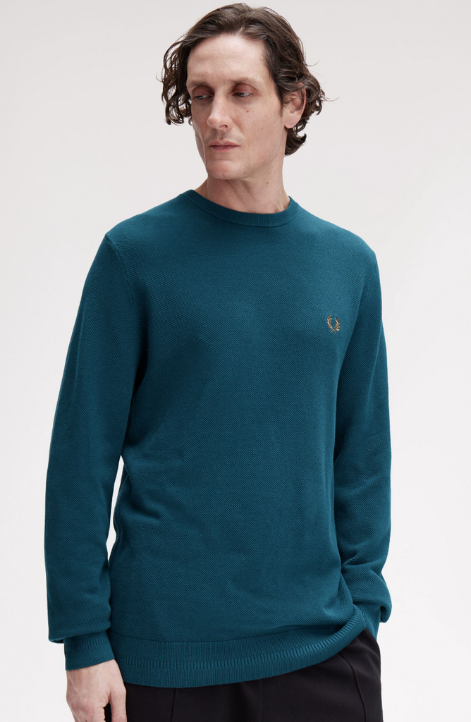 Fred Perry Pique Stitch Jumper - Dark Petrol
