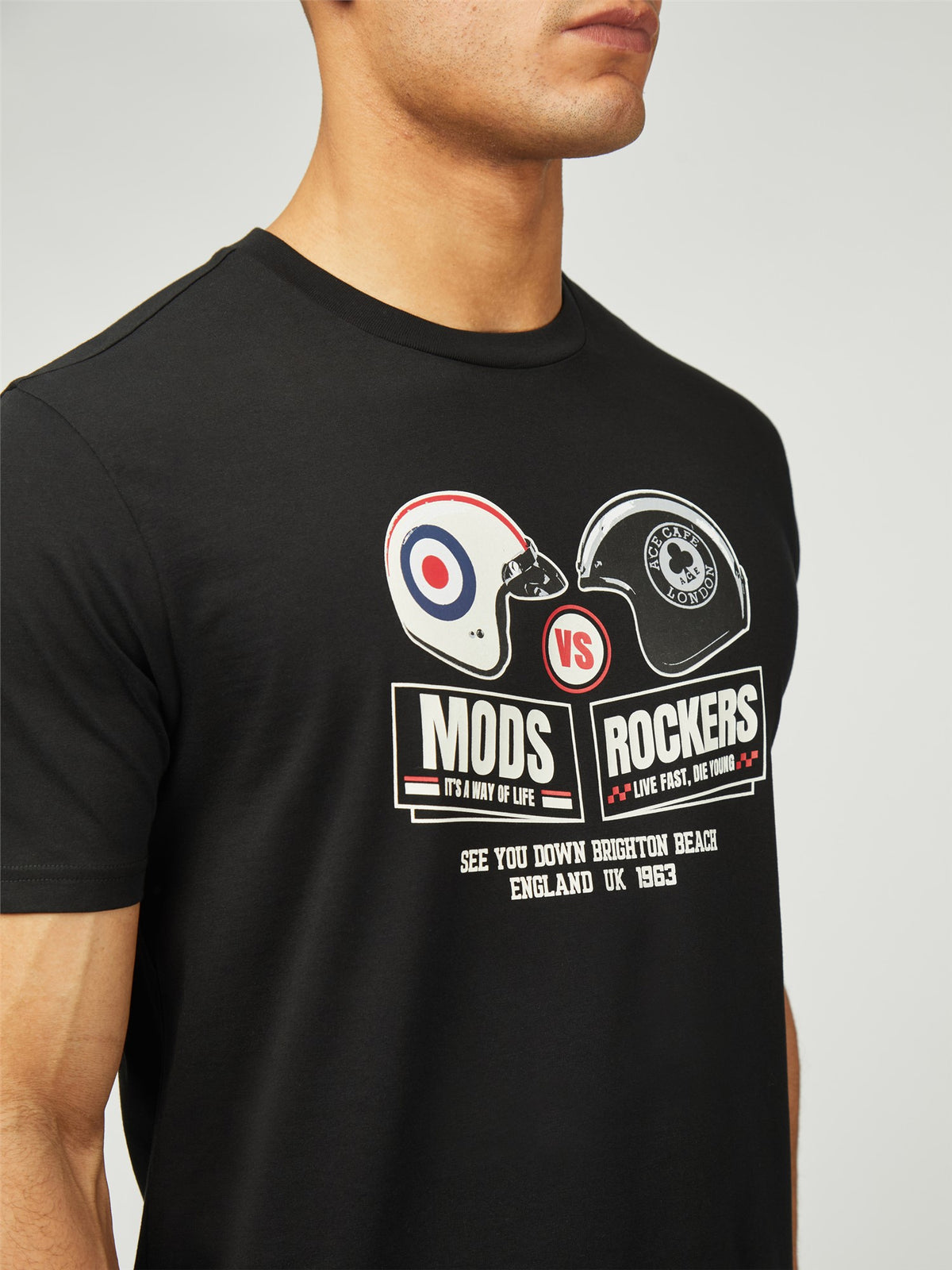 Ben Sherman T-shirt - Ace Cafe Mod vs Rockers - Black