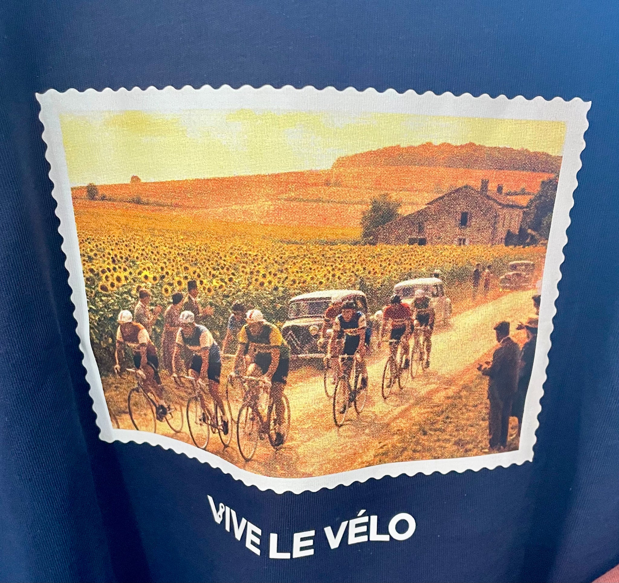 Vive Le Vélo T-shirt "Groeten ui Frankrijk" - French Navy
