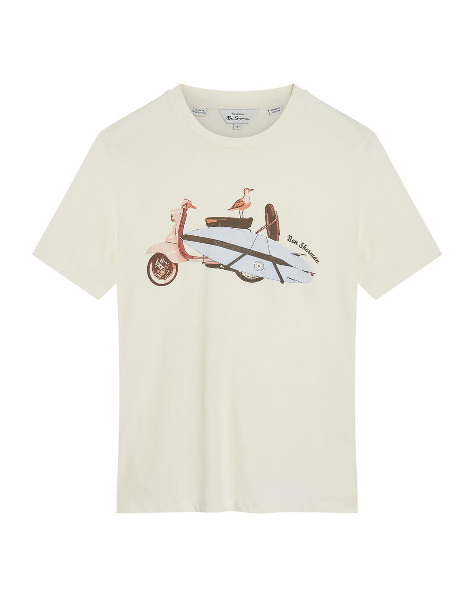 Ben Sherman T-Shirt Lambretta scooter - Ivory