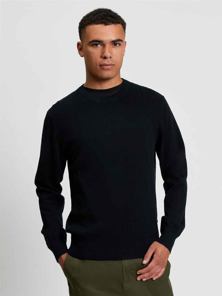 Ben Sherman Textured Front Crew pull - Black