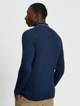 Ben Sherman Tipped Long sleeve Merino Polo - Dark Navy