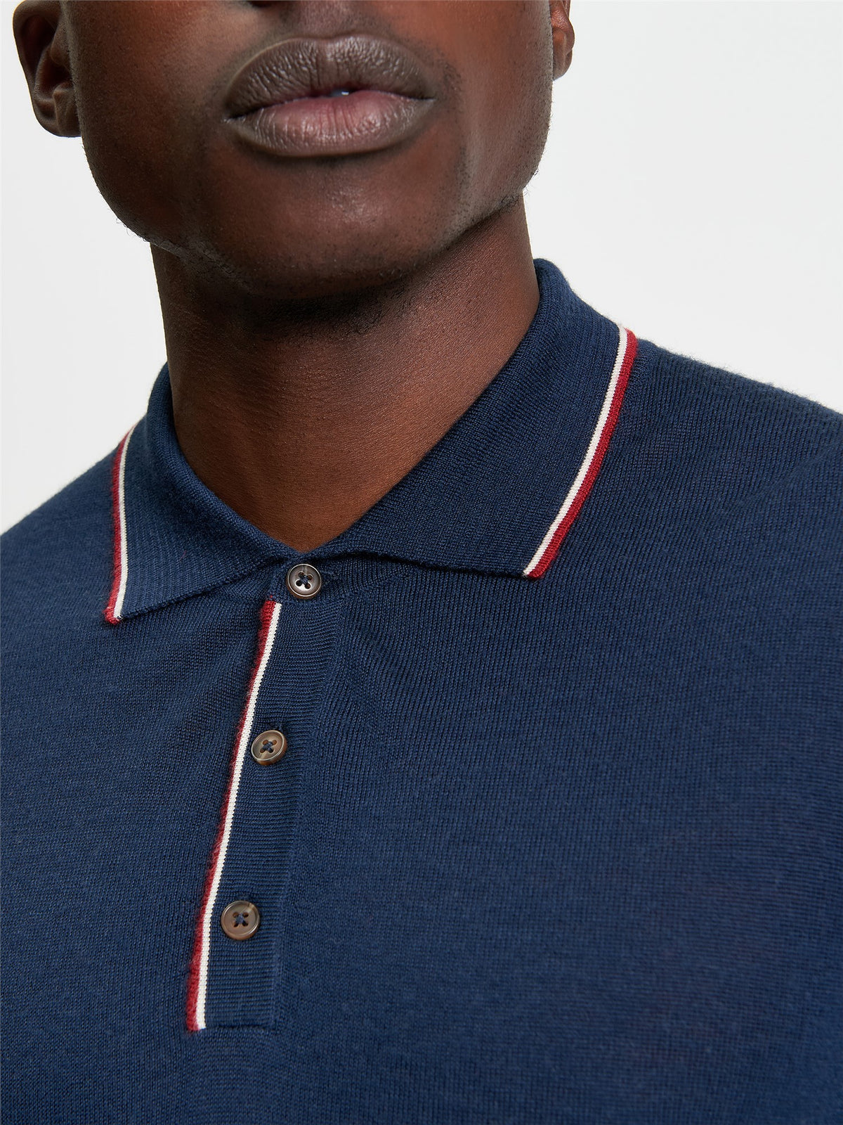 Ben Sherman Tipped Long sleeve Merino Polo - Dark Navy