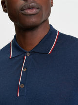 Ben Sherman Tipped Long sleeve Merino Polo - Dark Navy