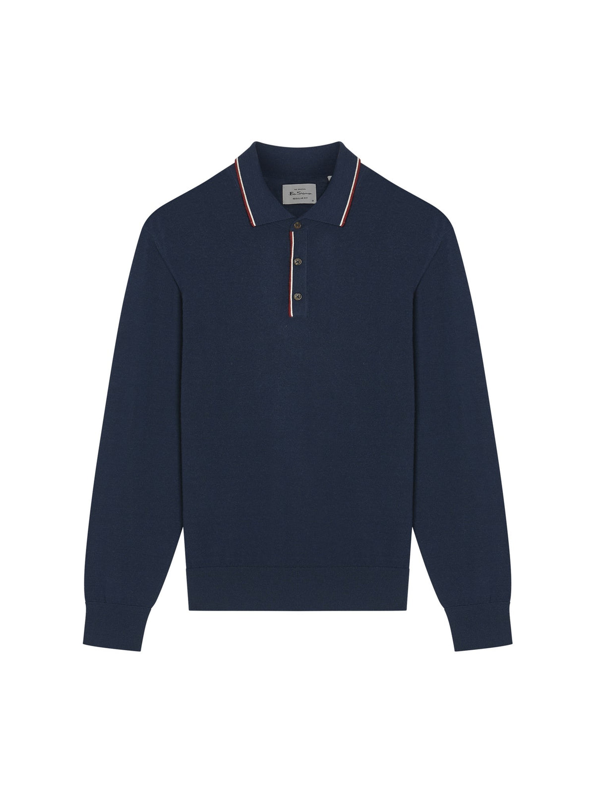 Ben Sherman Tipped Long sleeve Merino Polo - Dark Navy