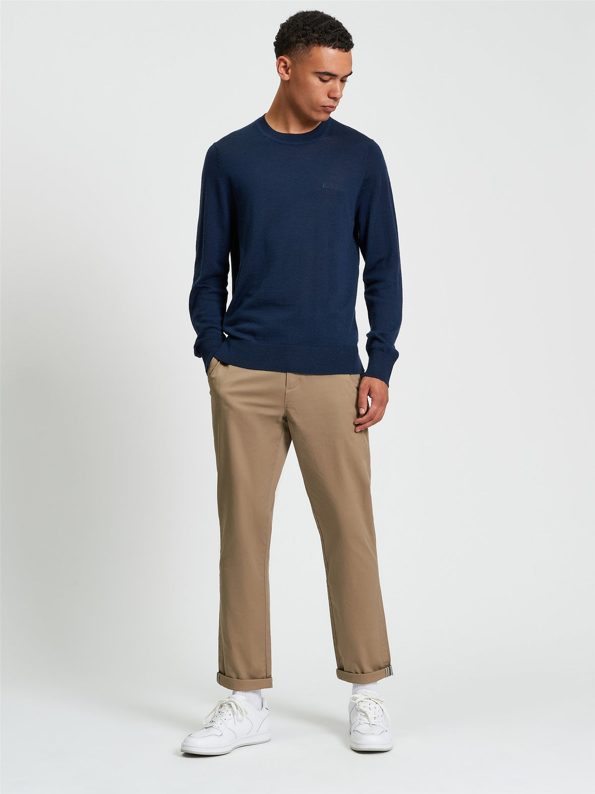 Ben Sherman Merino Crew Neck Pull - Dark Navy