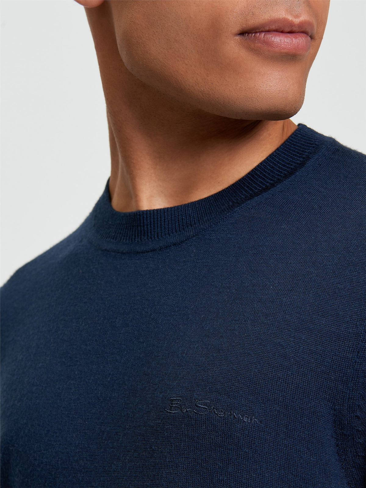 Ben Sherman Merino Crew Neck Pull - Dark Navy