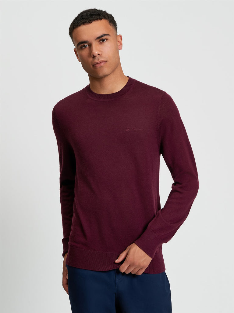 Ben Sherman - Merino Crew Neck in Dark Wine