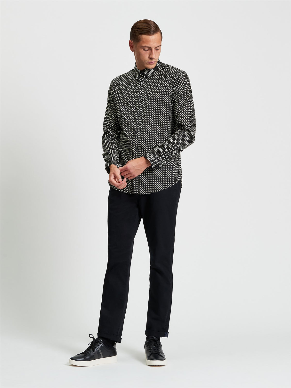 Ben Sherman Mono Block Print Shirt in Black