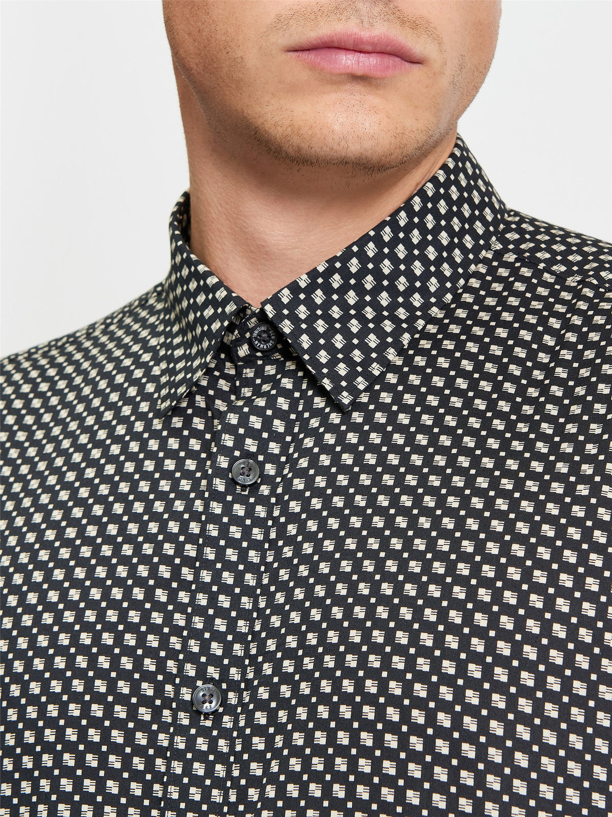 Ben Sherman Mono Block Print Shirt in Black