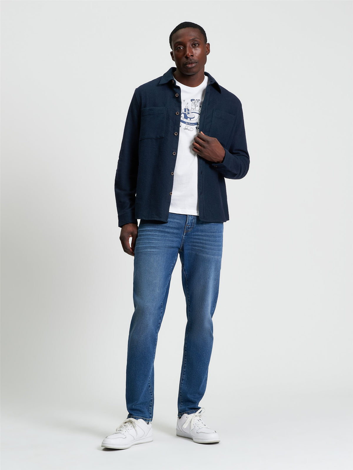 Ben Sherman Brushed Herringbone Overshirt in Dark Green