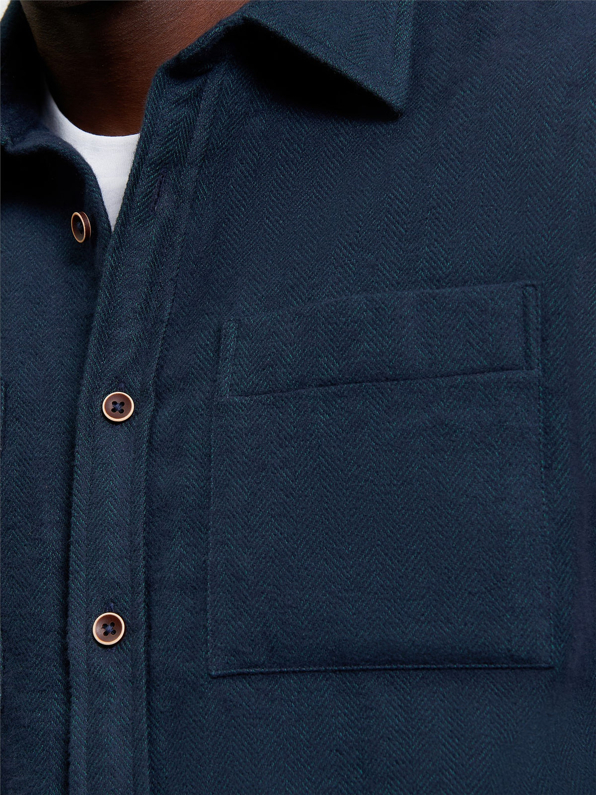 Ben Sherman Brushed Herringbone Overshirt in Dark Green