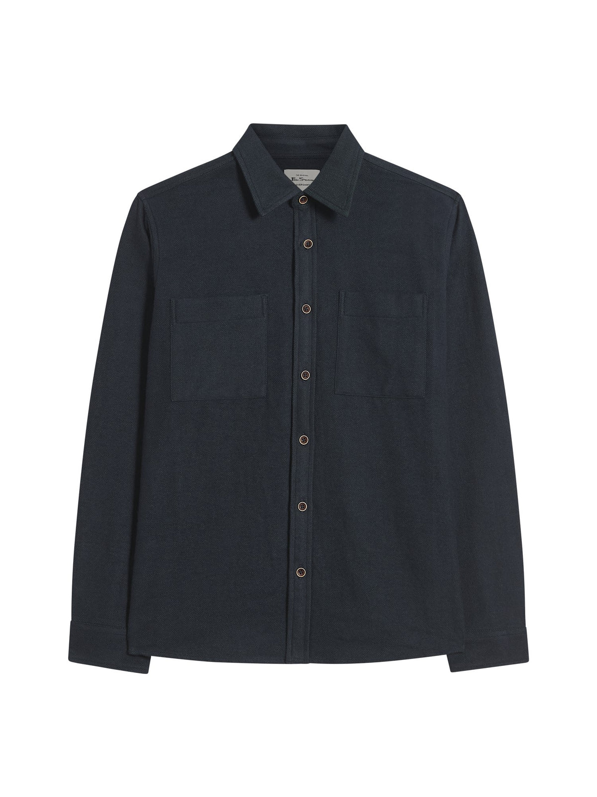 Ben Sherman Brushed Herringbone Overshirt in Dark Green