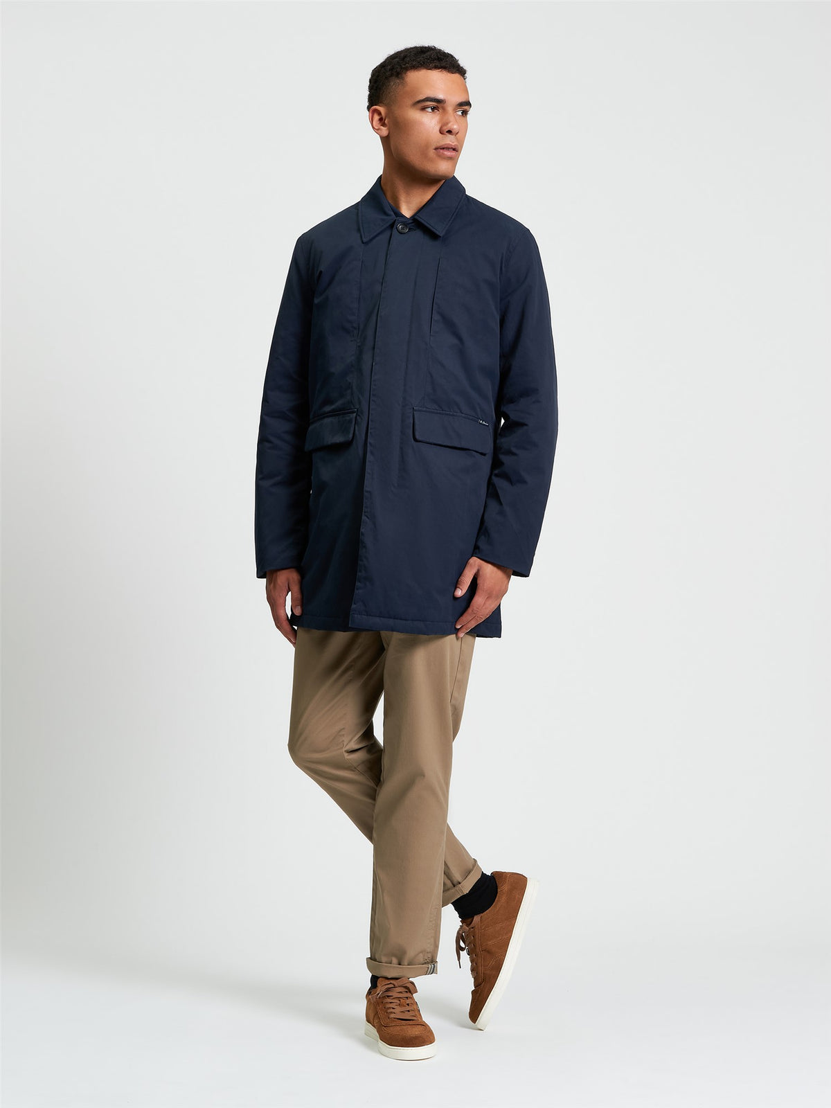 Ben Sherman Wax Car Coat in Dark Navy