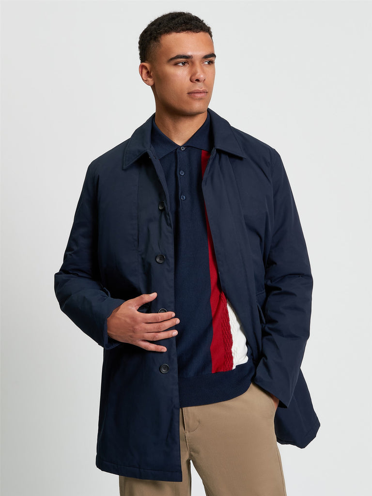 Ben Sherman Wax Car Coat in Dark Navy