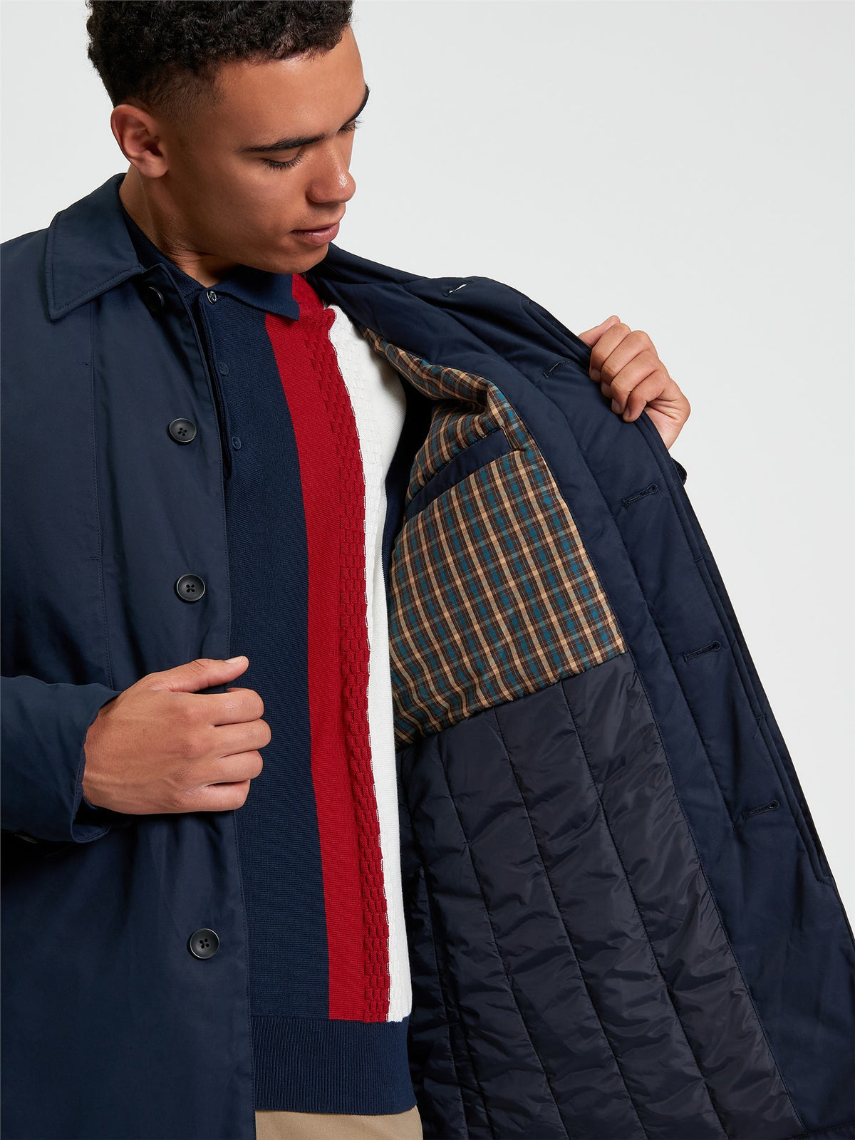 Ben Sherman Wax Car Coat in Dark Navy