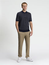 Ben Sherman Knitwear - Short Sleeve Bi Colour Knitted Polo - Dark Navy