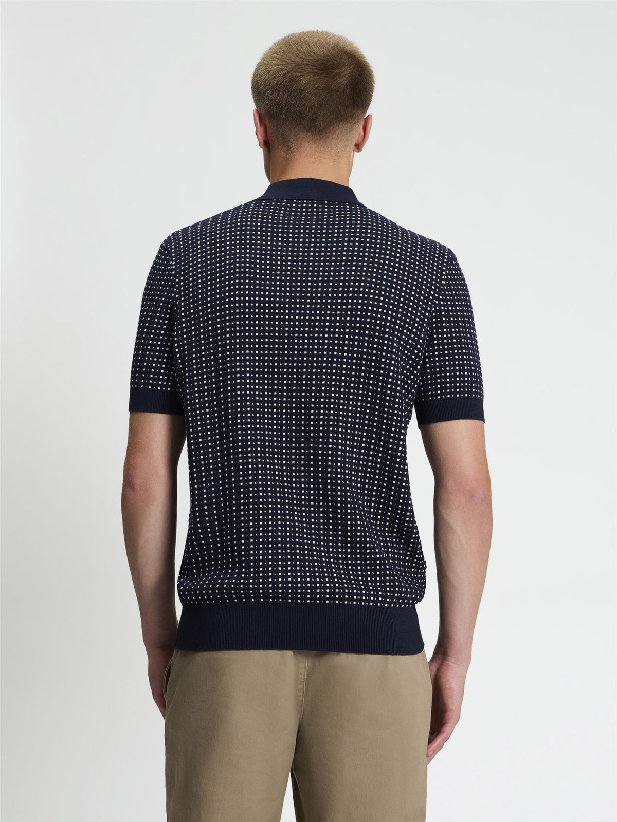 Ben Sherman Knitwear - Short Sleeve Bi Colour Knitted Polo - Dark Navy