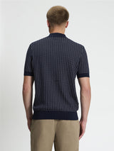 Ben Sherman Knitwear - Short Sleeve Bi Colour Knitted Polo - Dark Navy