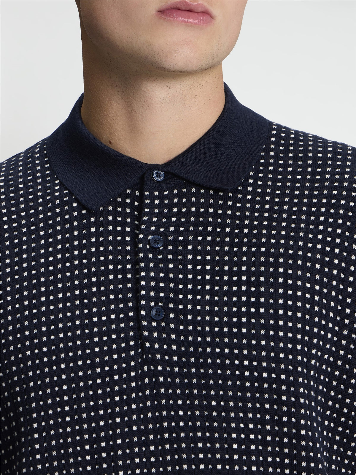Ben Sherman Knitwear - Short Sleeve Bi Colour Knitted Polo - Dark Navy
