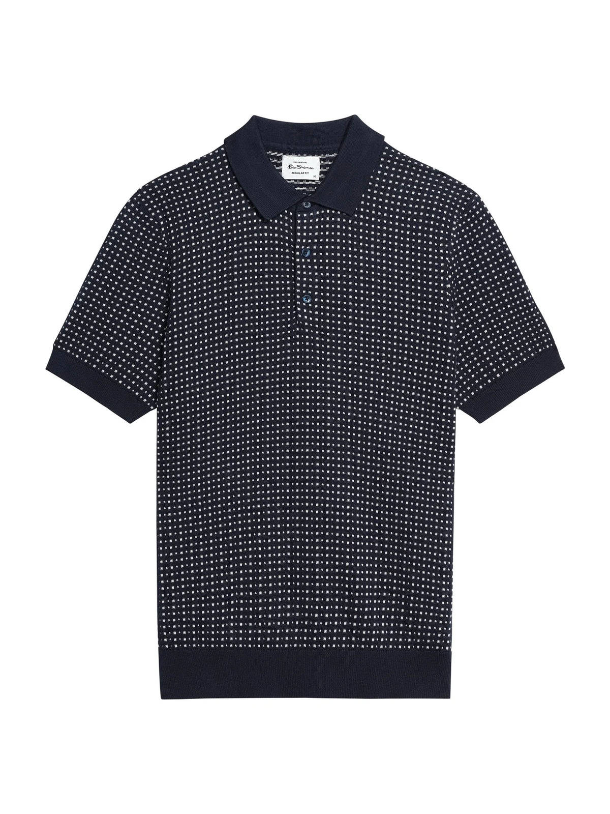 Ben Sherman Knitwear - Short Sleeve Bi Colour Knitted Polo - Dark Navy