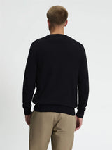 Ben Sherman Long Sleeve Texture Front Crew Neck Jumper - Black