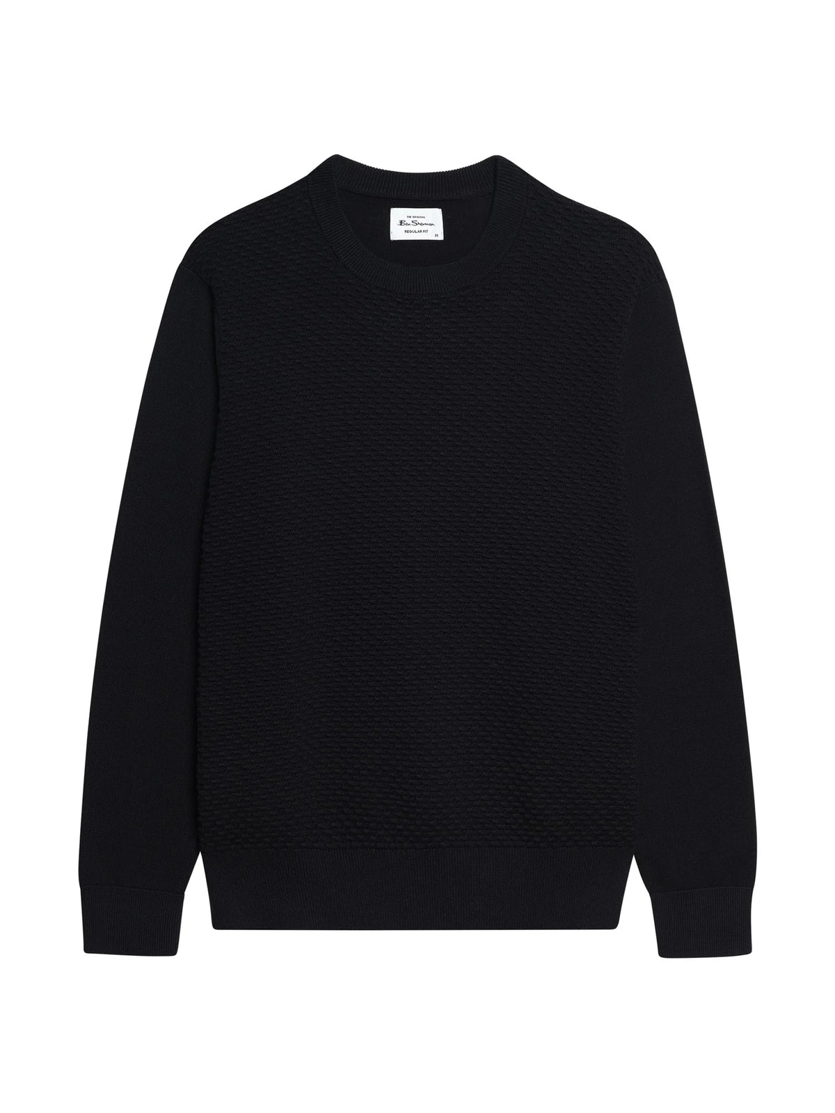 Ben Sherman Long Sleeve Texture Front Crew Neck Jumper - Black