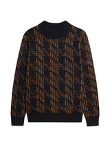 Ben Sherman Pull - Long Sleeve Dogtooth Crew Neck Jumper - Black / Brown