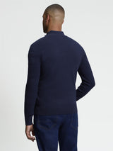 Ben Sherman Pull - Long Sleeve Placed Texture 1/4 Zip Jumper - Dark Navy