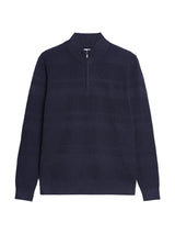 Ben Sherman Pull - Long Sleeve Placed Texture 1/4 Zip Jumper - Dark Navy