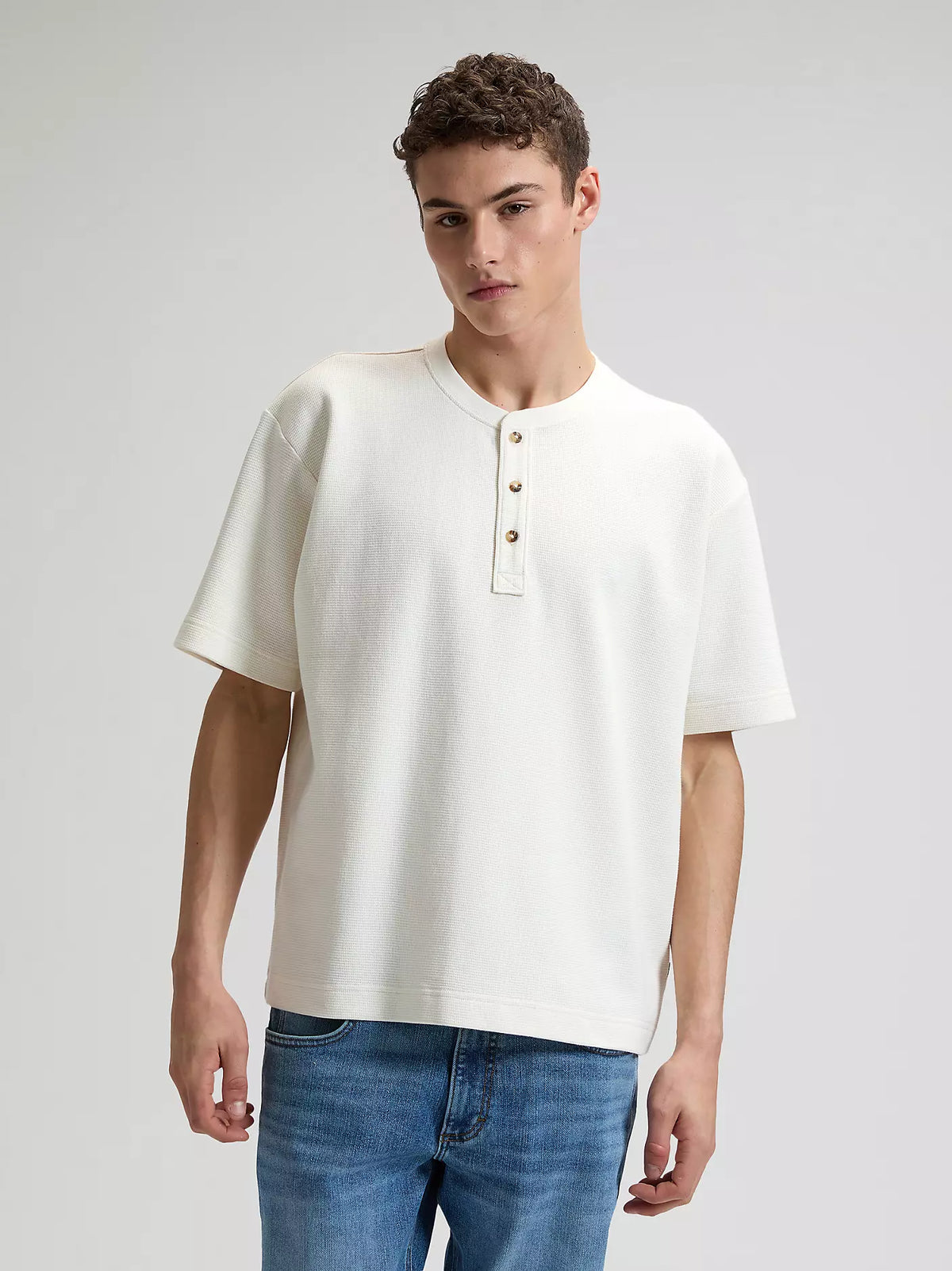 Lee T-shirt - Relaxed Henley Tee - Natural