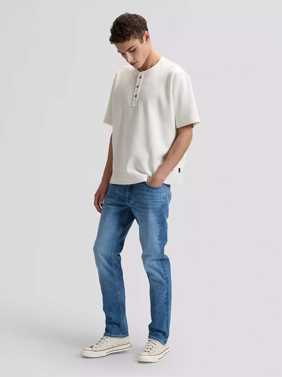 Lee T-shirt - Relaxed Henley Tee - Natural