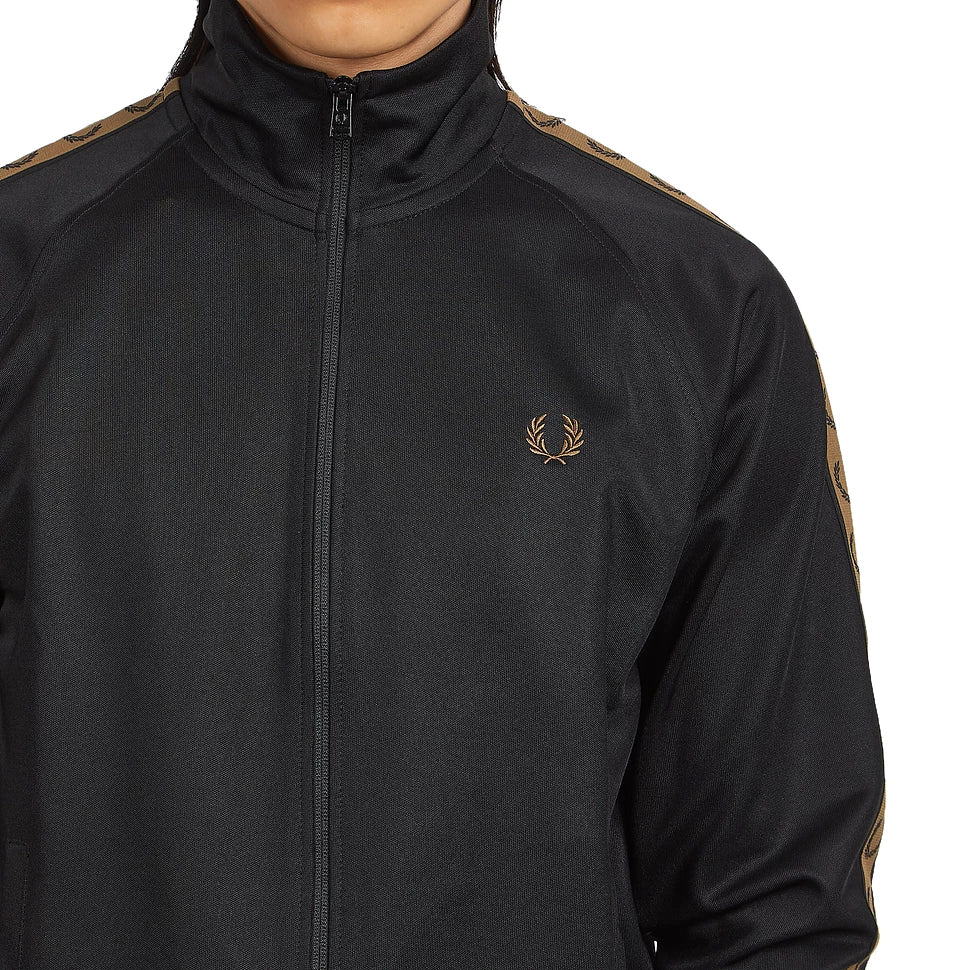 Fred Perry Contrast Tape Track Jacket - Black/Warm Stone