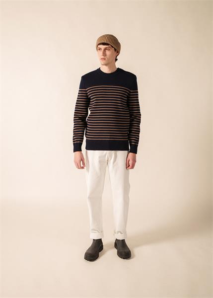 Saint James Pull Binic - Marine/Beige Foncé