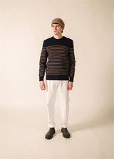 Saint James Pull Binic - Marine/Beige Foncé