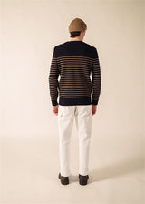 Saint James Pull Binic - Marine/Beige Foncé