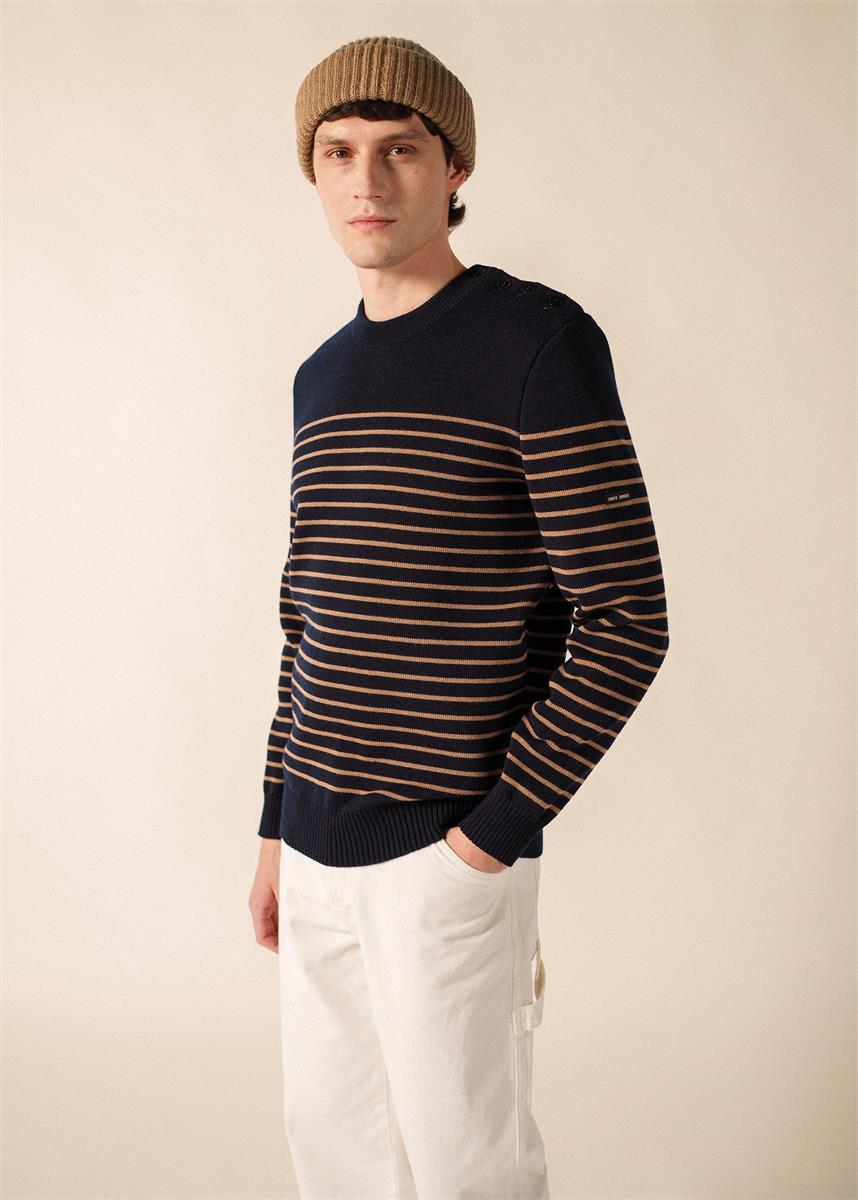 Saint James Pull Binic - Marine/Beige Foncé