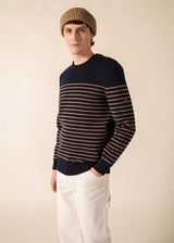 Saint James Pull Binic - Marine/Beige Foncé