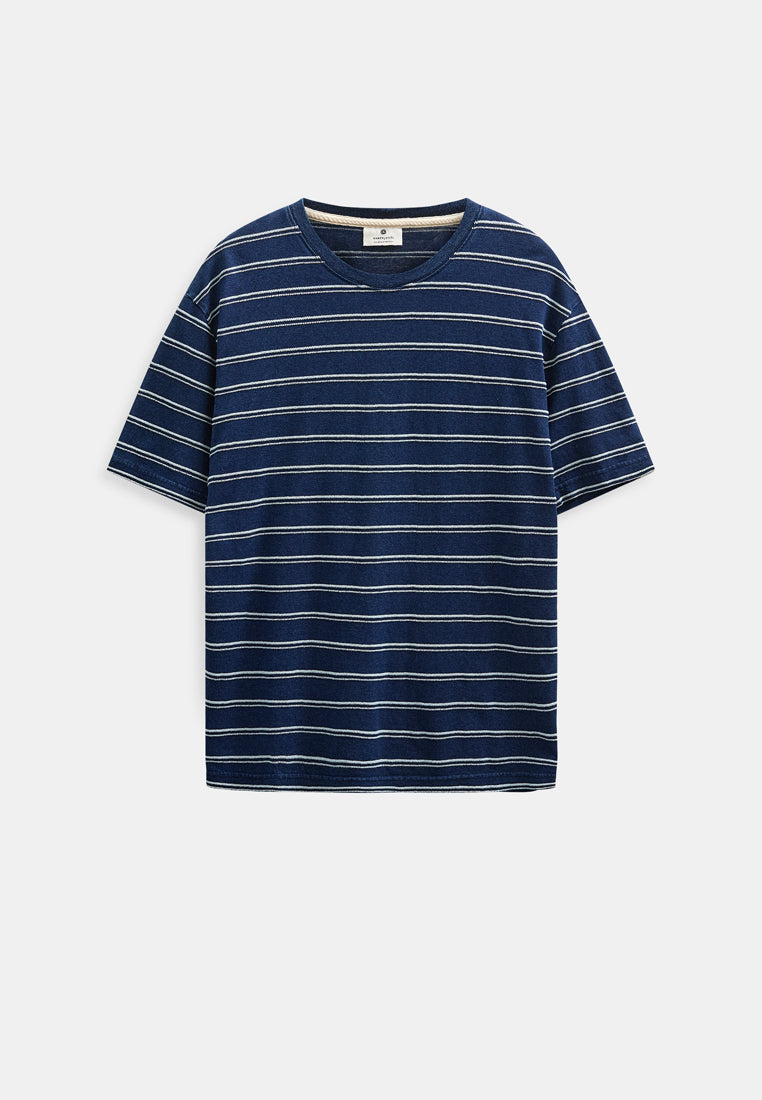 Anerkjendt Akvillads Indigo Stripe Tee  - Sky Captain