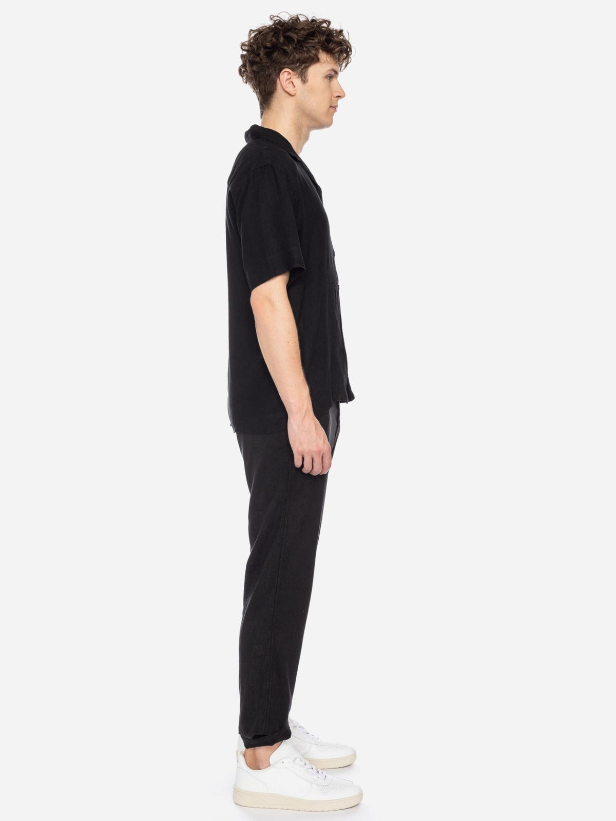 Ato Berlin Short sleeve Linnen shirt - Black