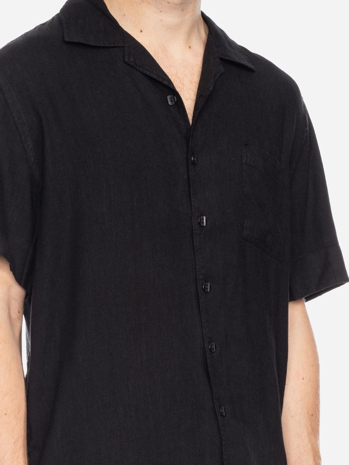 Ato Berlin Short sleeve Linnen shirt - Black