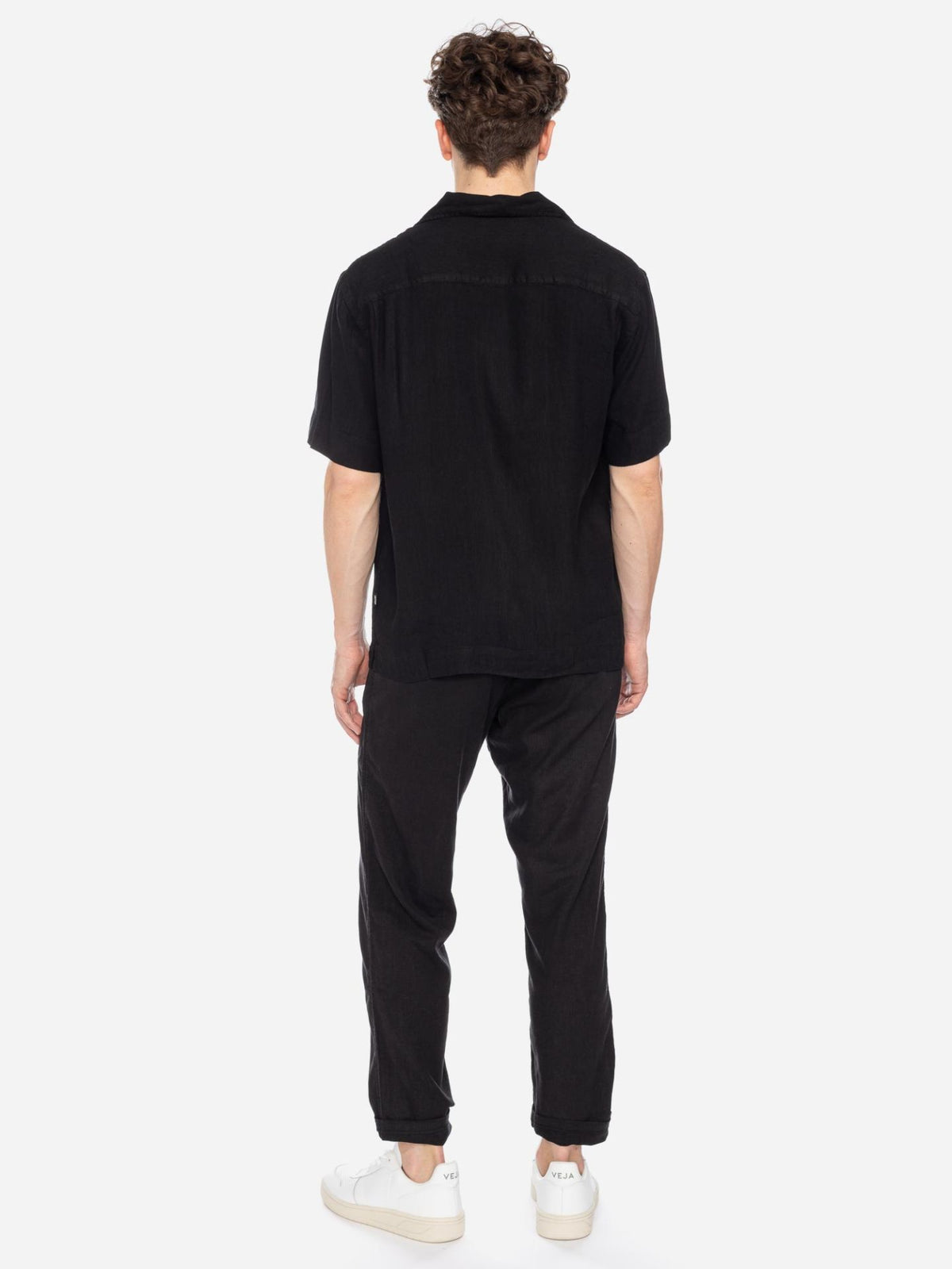 Ato Berlin Short sleeve Linnen shirt - Black