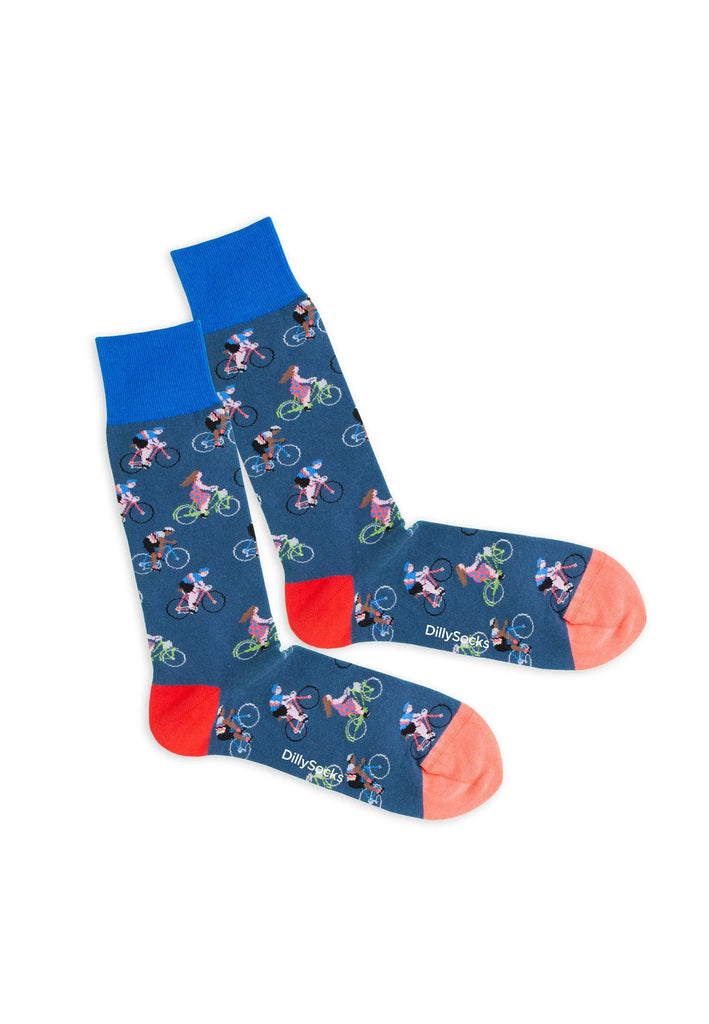 DillySocks - Blue Bike (size 41 - 46)