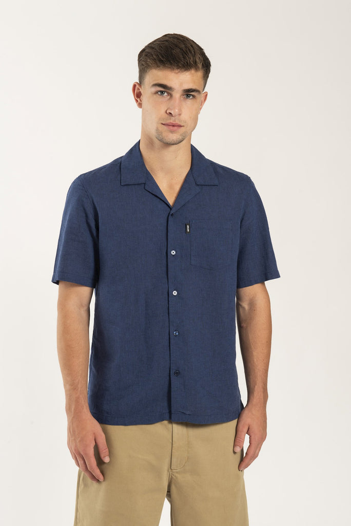 Antwrp Short Sleeve Linen Shirt - Ink Blue