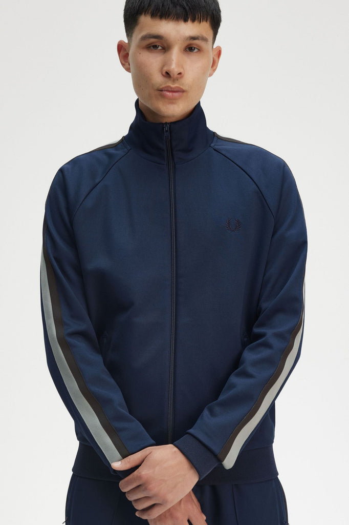 Fred Perry Two Colour Tape Track Jacket - Tennis Blue