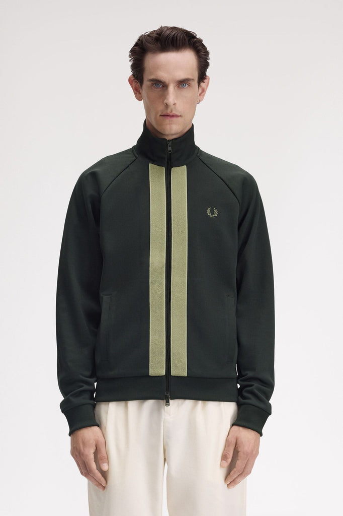 Fred Perry Chenille Tape Track Jacket - Night Green