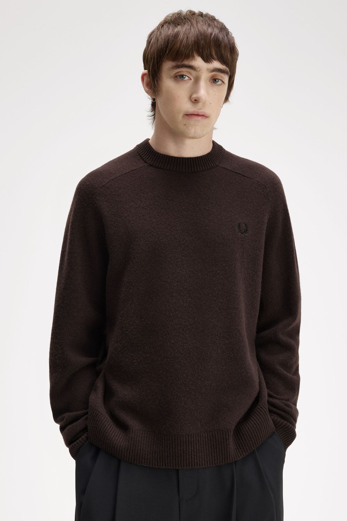 Fred Perry Merino Wool Jumper - Rich Brown