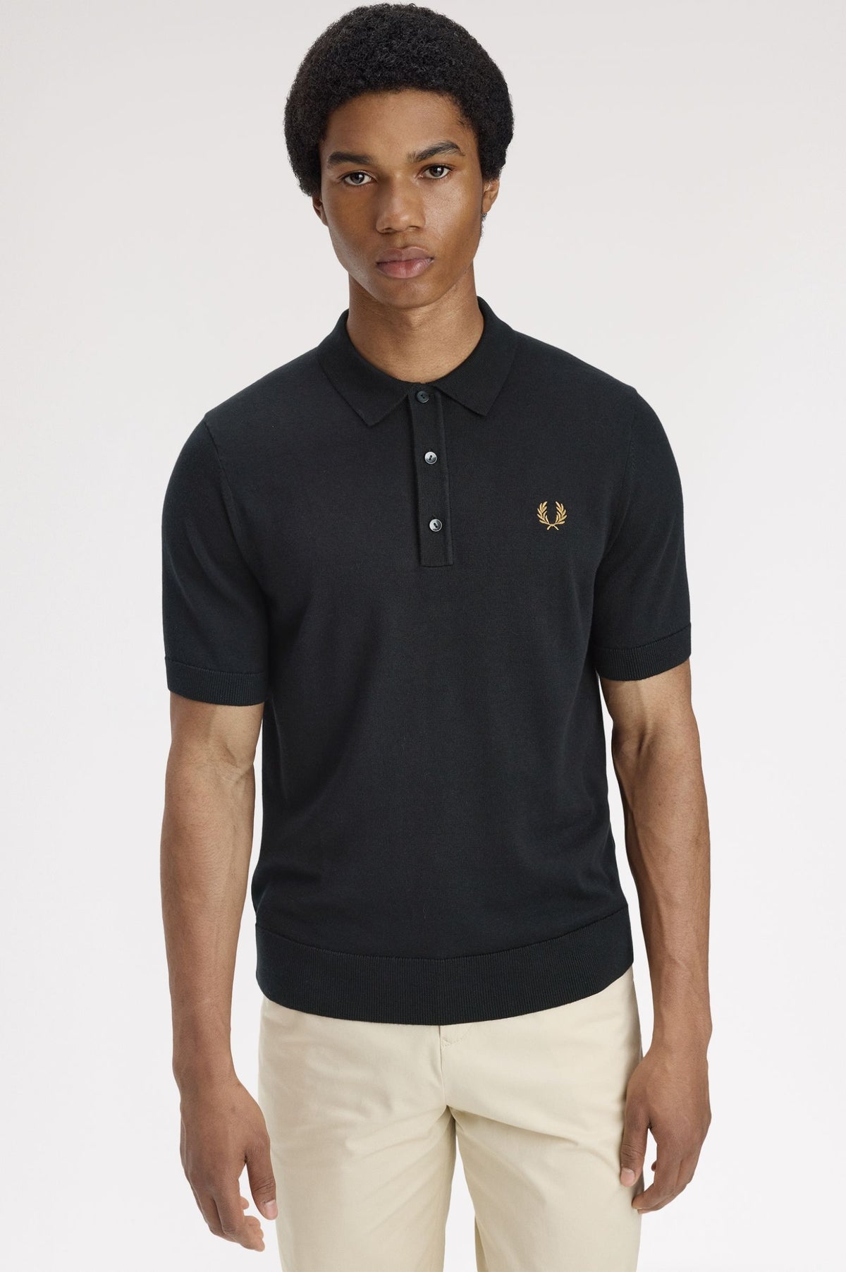 Fred Perry Knitwear Cotton Knitted Shirt - Black / Gold
