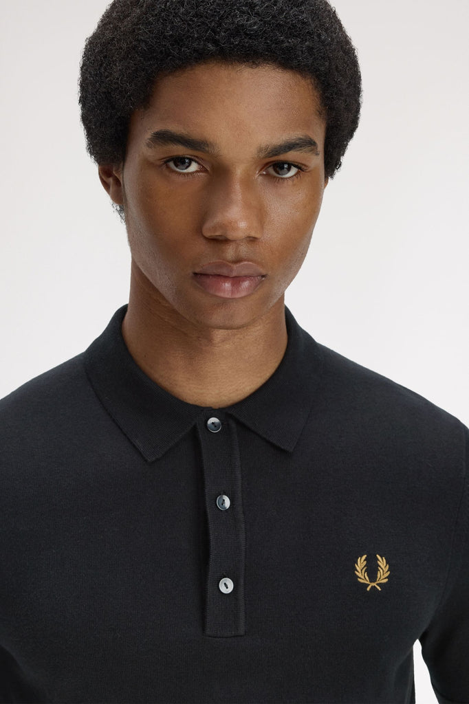 Fred Perry Knitwear Cotton Knitted Shirt - Black / Gold