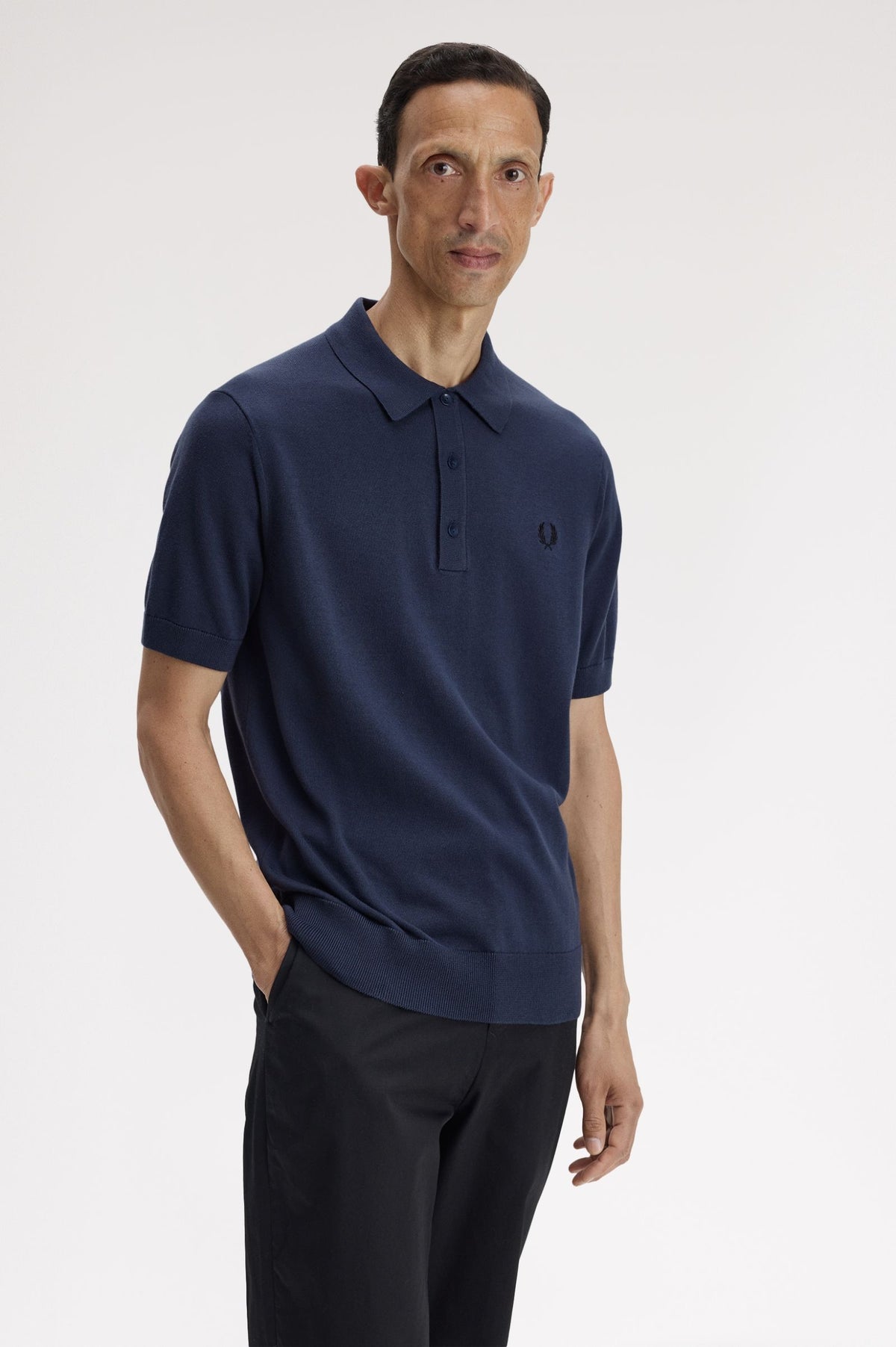 Fred Perry Knitwear Cotton Knitted Shirt - Dark Airforce